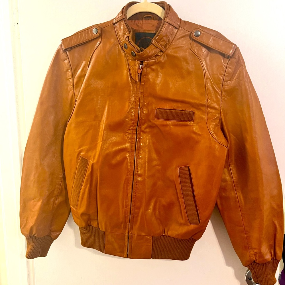 Vintage Leather Bomber Motorcycle Jacket